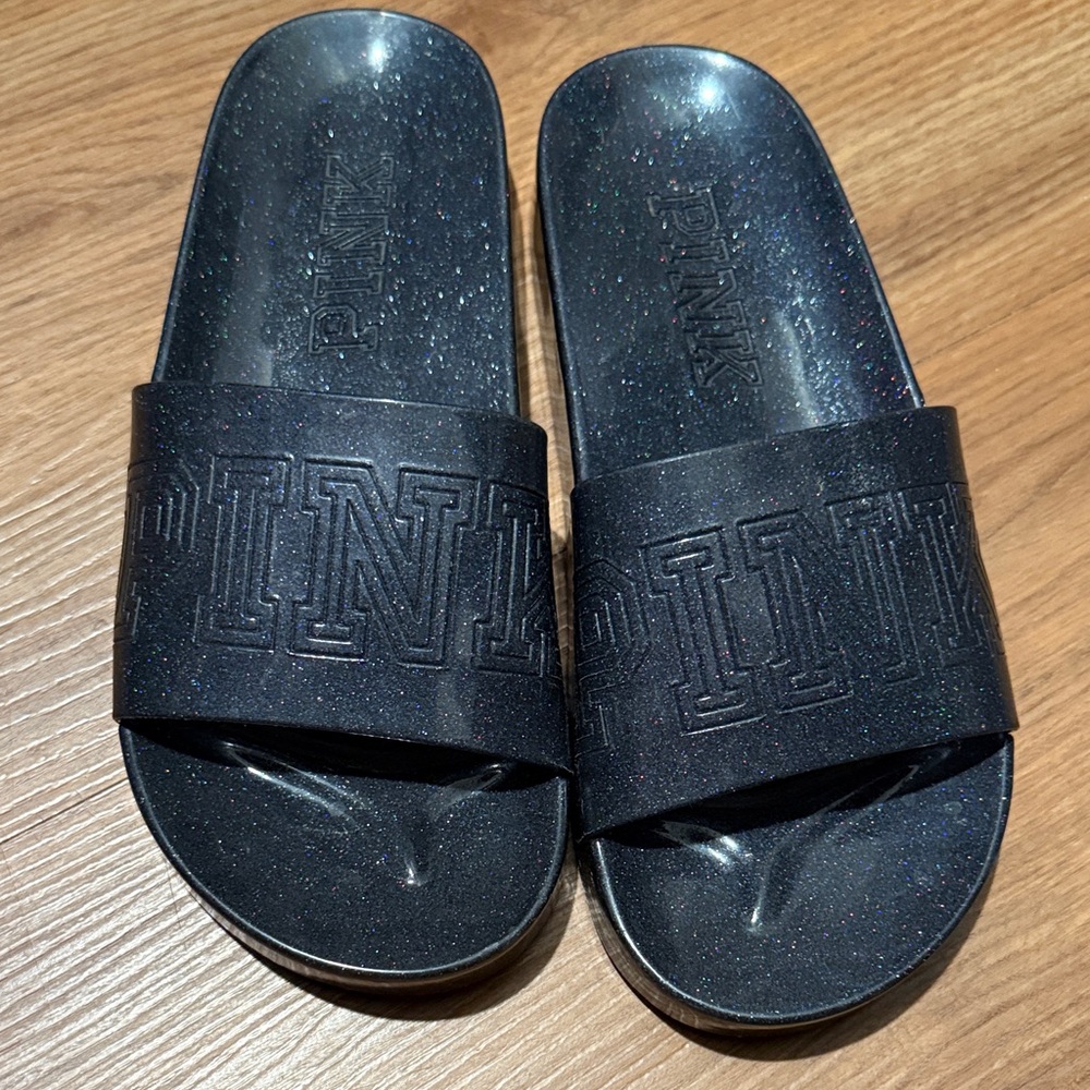 Pink Glitter Slide Sandals
